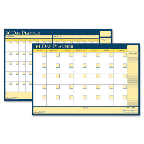 AbilityOne 7520012074058 SKILCRAFT 30-Day/60-Day Reversible/Erasable Flexible Planner, 36 x 24, White/Yellow/Blue Sheets, Undated