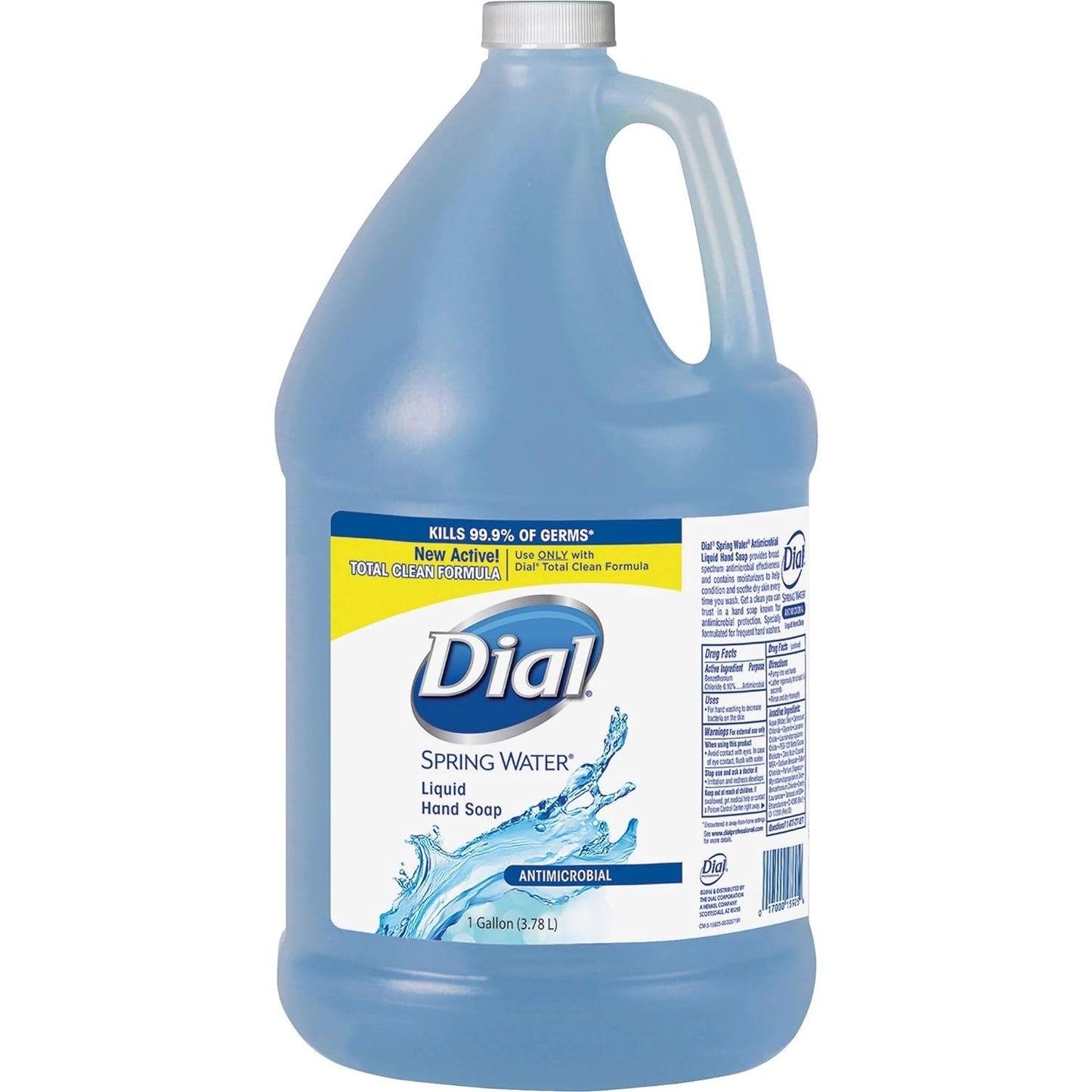 Dial Complete Spring Water Antibacterial Liquid Hand Soap, 128 Fl oz Refill Bottle (Pack of 1)