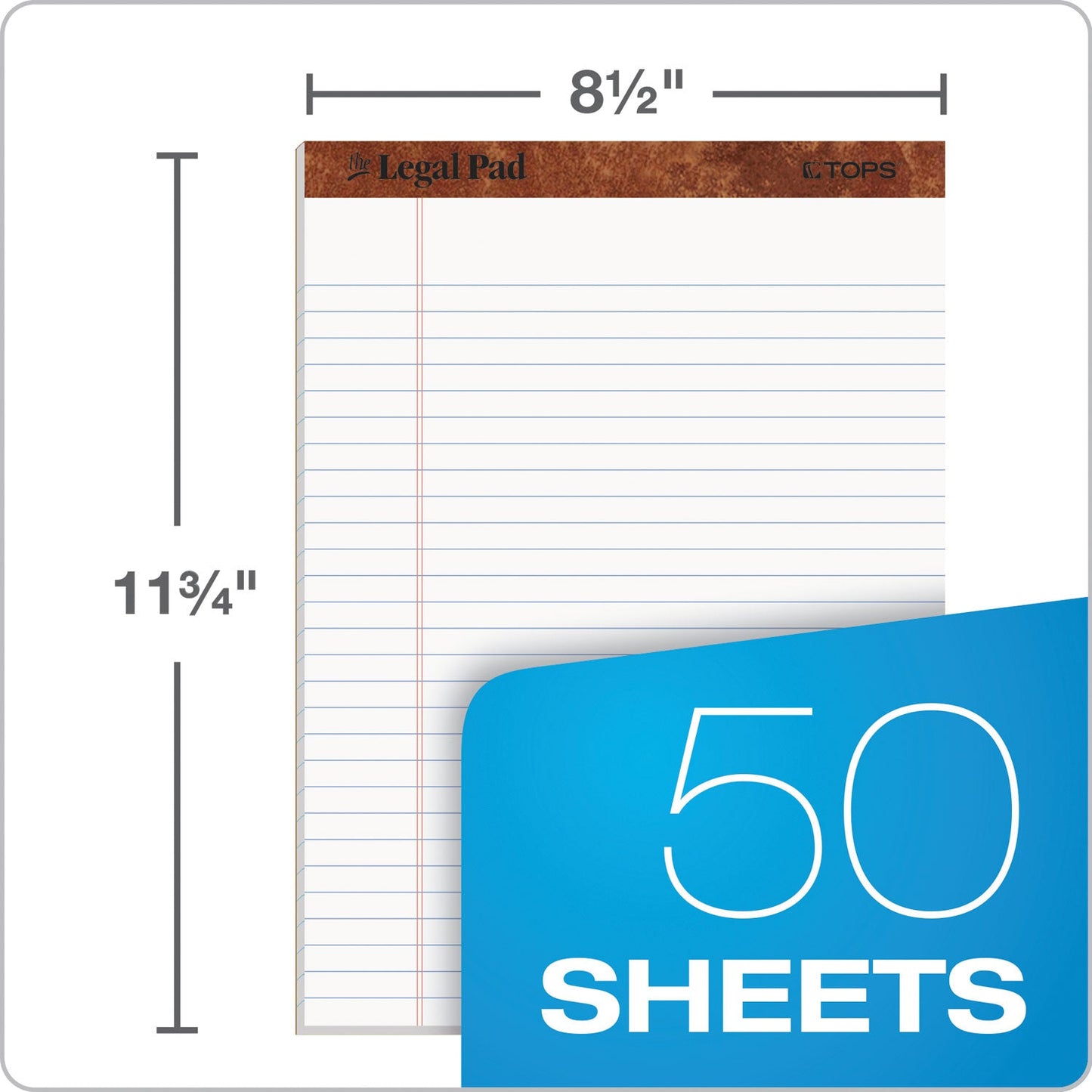 "The Legal Pad" Ruled Perforated Pads, Wide/Legal Rule, 50 White 8.5 x 11.75 Sheets, Dozen