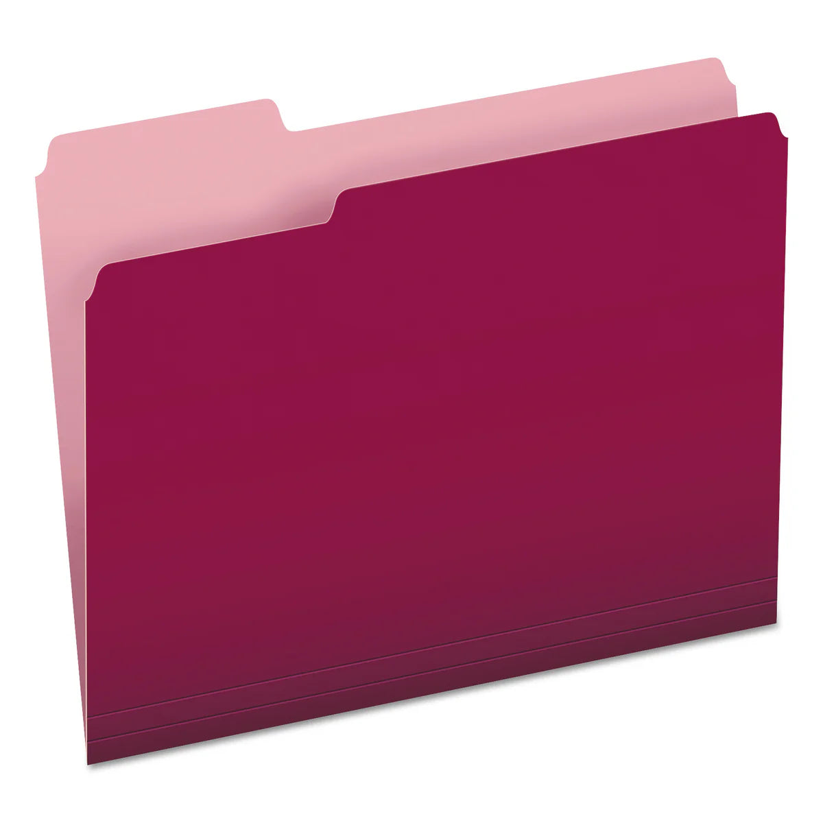 Colored File Folders, 1/3-Cut Tabs: Assorted, Letter Size, Burgundy/Light Burgundy, 100/Box