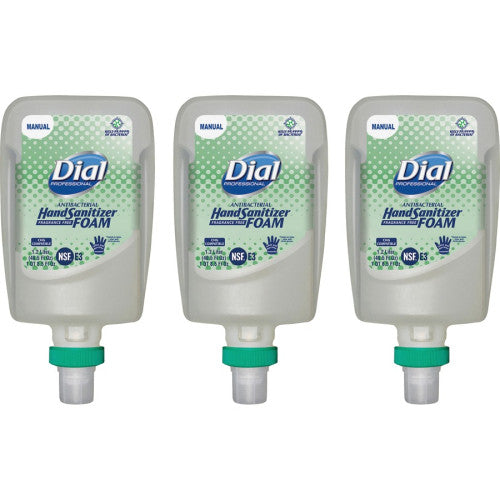 Dial Antibacterial Foaming Hand Sanitizer Refill for FIT Manual Dispenser, 1.2 L Bottle, Fragrance-Free, 3/Carton (19038)