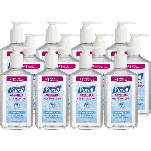 PURELL Advanced Refreshing Gel Hand Sanitizer, 12 oz Pump Bottle, Clean Scent (365912CT)